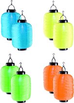 8x stuks ronde Solar lampionnen 35 x 20 cm - Feestelijke buiten gekleurde lampionnen op zonne-energie