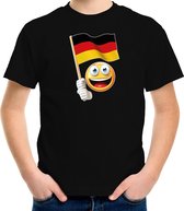 Duitsland supporter / fan emoticon t-shirt zwart voor kinderen 158/164