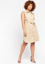 LOLALIZA Overhemd jurk zonder mouwen - Beige - Maat 48