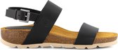 Travelin' Vera - Leren Dames sandalen - Slippers - Zwart Leer - Maat 42