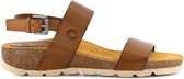 Travelin' Vera - Leren Dames sandalen - Slippers - Cognac Bruin Leer - Maat 37