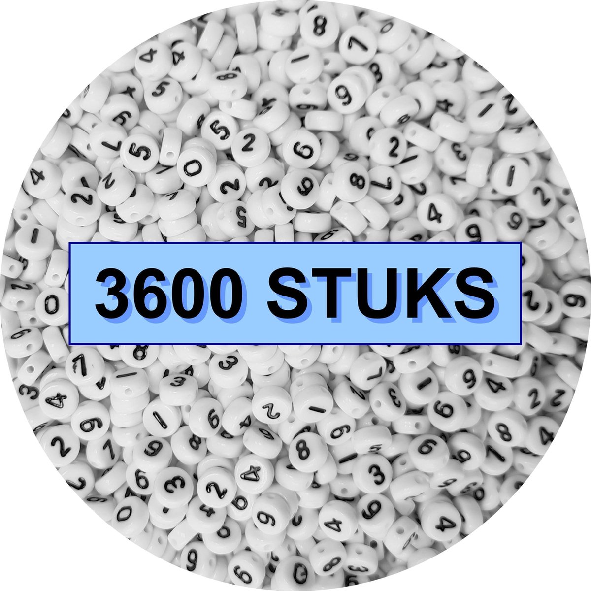 Fako Bijoux® - Cijferkralen Rond Bulk - Number Beads - Acryl Kralen - Sieraden Maken - 3600 Stuks - Wit