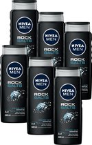 NIVEA MEN Rock Salts - 6x 500 ML - Voordeelverpakking - Douchegel