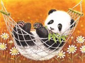 Diamondpainting - Pandabeertje - 25x20 cm - ronde steentjes