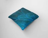 Kussenhoes - Blauwe veren - Pauw veren - 50 x 50 cm - Woon accessoire