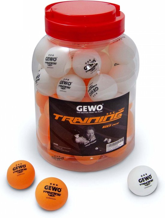Gewo Balles de tennis de table Training Balls 3 * - Boite de 60 balles - Orange & Blanches