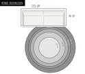 Diagram van ronde vloerkleden in verschillende maten: 120 cm, 150 cm, 180 cm, 200 cm, 240 cm.