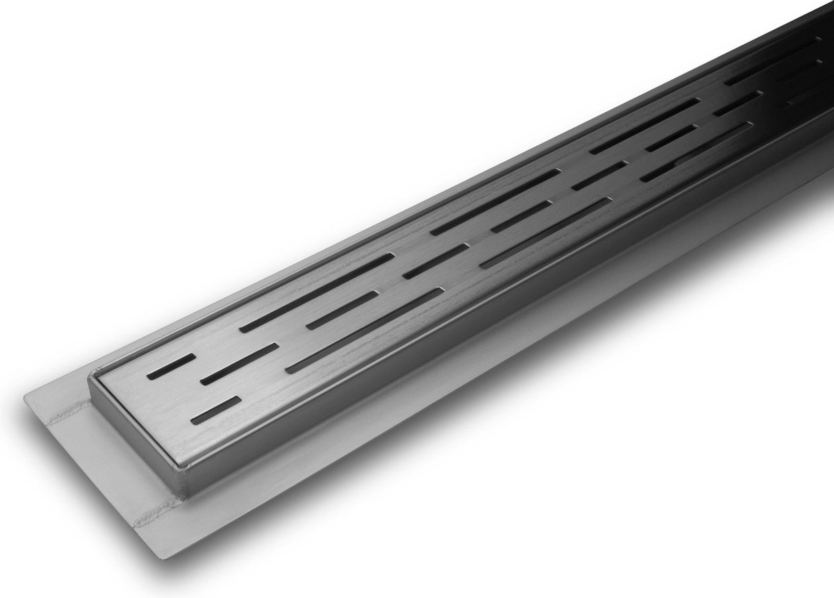 Dynamic Way douchegoot - Rvs - 80cm - met zijuitloop, open rooster, flens en uitneembaar sifon