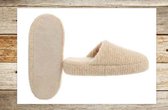 DyLeatherDesign- Pantoffels- Sloffen- 100% Schapenwol- Biologisch- Lederen zool- Maat 37- Beige