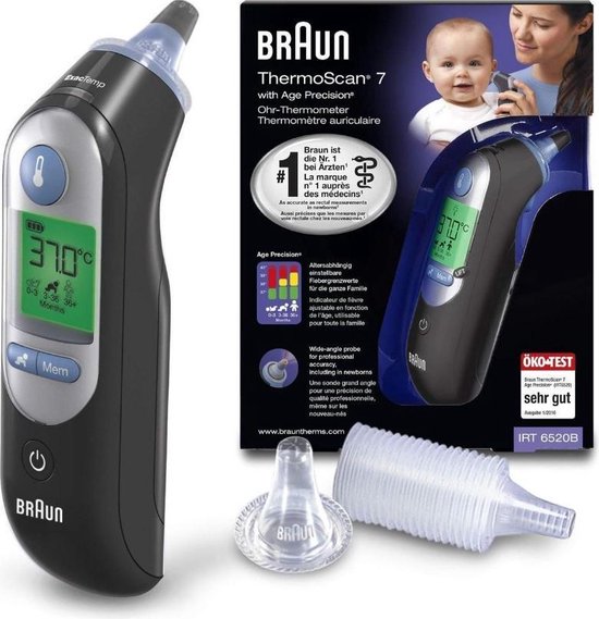 Verwarren vervaldatum reflecteren Braun ThermoScan 7 IRT 6520 Black Edition - Lichaamsthermometer | bol.com