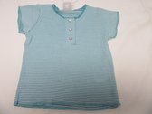 petit bateau , meisje , t-shirt korte mouw , streep turquoise/ wit , 2 jaar 86