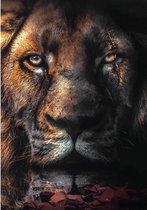 Scar Lion Aluminium 70x100 cm botanische jungle dieren wanddecoratie