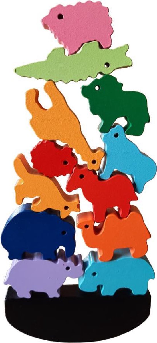 Stapeldiertjes Jungle - Houten blokken - Balansspel - Duurzaam Speelgoed - Stapelblokken - Dieren van Label Label — afbeelding 3
