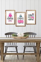 Hout Poster It's Coffee Time-Coffee Is Always  A  Good Idea-Life Begins After Coffee