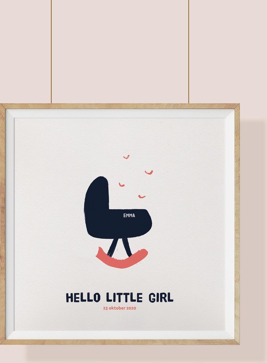 Geboorteposter meisje gepersonaliseerd - 20x20 cm - Geboorte - Meisje - babykamer - kraamcadeau