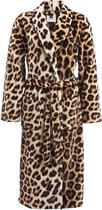 Heerlijk Zachte Fleece Unisex Badjas Lang Model Leopard | S | Comfortabel En Luxe | Met Ceintuur, Zakken En Kraag