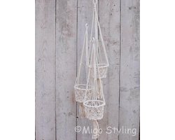 Luxe Macramé Plantenhanger - 3 stuks - 100% katoen - Voor bi