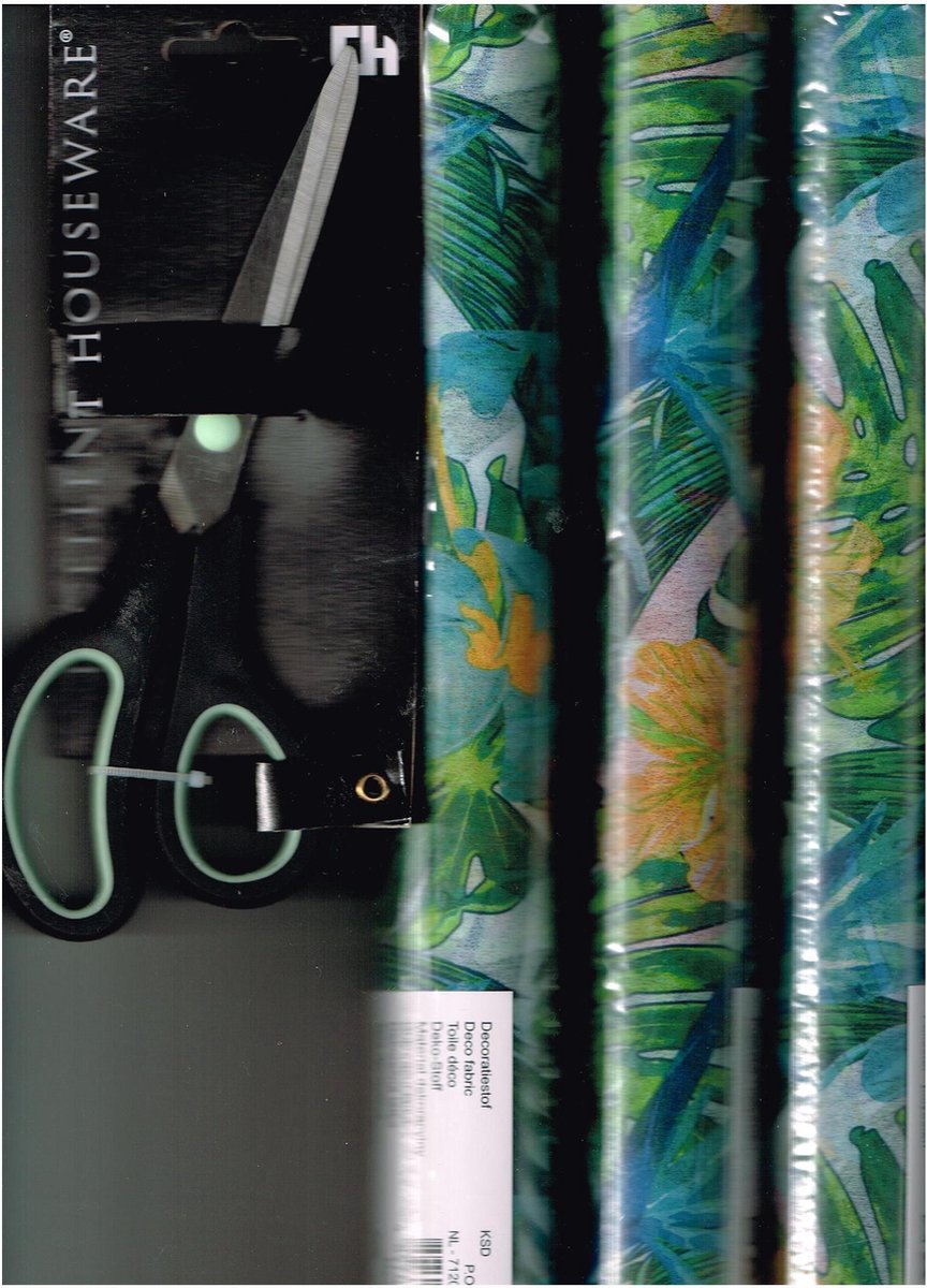Afbeelding van product AEFTi  gebloemde decoratiestof 3x afmeting 35x200 cm/ 100% polyester / met schaar 24 cm