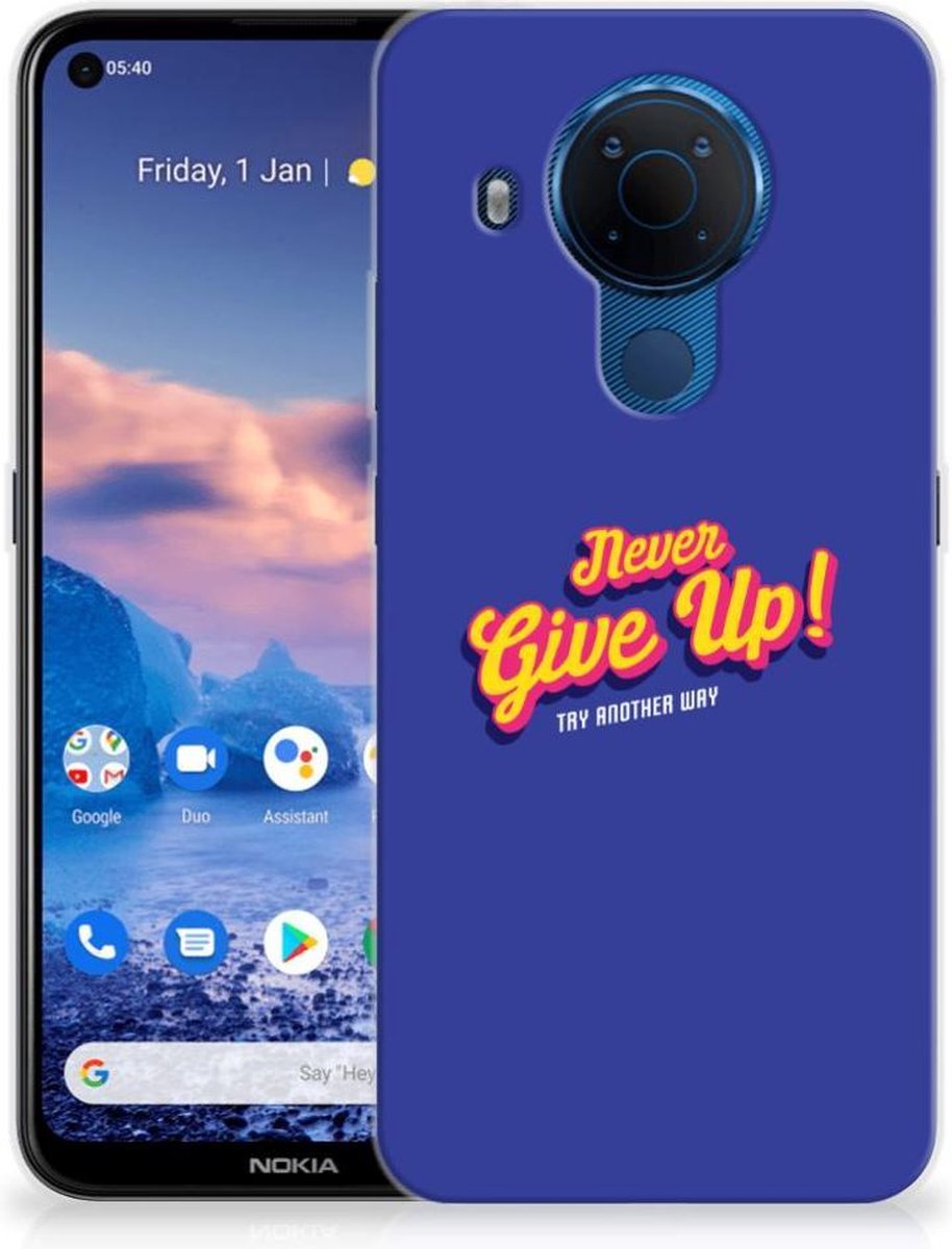 Nokia 5.4 Siliconen hoesje met naam Never Give Up