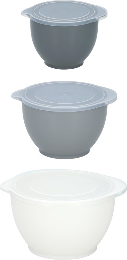 Alpina Set de bols à mélanger - 3 pièces - Bols à pâte avec couvercle - Contenu 1,2, 2 et 3,4 litres