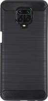 BMAX Carbon soft case hoesje geschikt voor Xiaomi Redmi Note 9 Pro / Soft cover / Telefoonhoesje / Beschermhoesje / Telefoonbescherming - Zwart