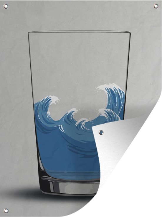 Storm In Een Glas Water Tuin decoratie Storm in een glas water, tekening - 30x40 cm - Tuindoek