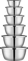 Premium Mengkommen Set – RVS – Set van 6  –  Multifunctionele Mixing Bowls – Salade bowls - Beslagkommen – Bekkens – Slakom set – Beslagkom – De perfecte kitchen essential voor je keuken