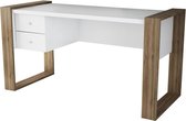 Nancy's Tomah Bureau - Computertafel - 2 Lades - Opbergruimte - 158,4 x 60 x 72,2 cm - Bruin - Wit - Bewerkt Hout