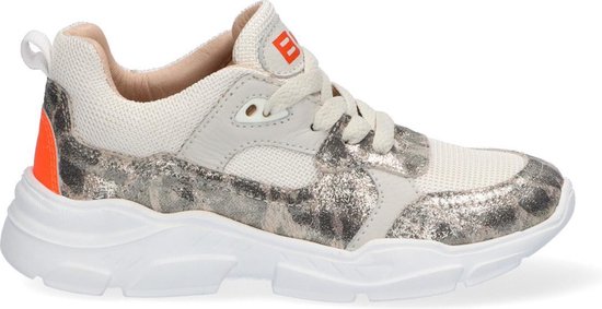 Braqeez Renee Run Meisjes Lage Sneakers - Beige/Print - Leer - Veters