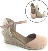 Stravers - Espadrilles maat 34 met Sleehakken Nude Suede Dames Kleine Maten