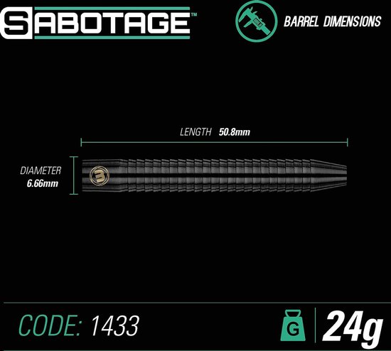 WINMAU - Sabotage Onyx: Steeltip Tungsten Dartpijlen Professioneel - 24g van Winmau — afbeelding 5