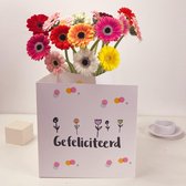 Bloomincard Piccolini - Gefeliciteerd - bloemen en boeketten - Verse Piccolini's met unieke vaas - Brievenbusbloemen - Feliciteren met Piccolini's en speciale kaart die je om kunt