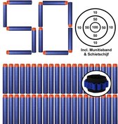 Geschikt voor Nerf Pijltjes 50 Stuks Universele Darts - Nerf Guns Kogels - Geschikt Voor N-Strike Elite - Incl. Schietschijf & Munitie Band - Blauw - CGP®