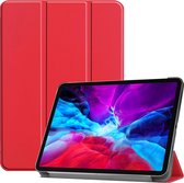 Tablet hoes geschikt voor iPad Pro 2021 (12.9 Inch)- Tri-Fold Book Case - Rood