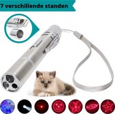 ST Products - Kattenspeeltjes - Laser - Laserpen - Laserlampje kat - Laserpointer - Zaklamp - UV lamp - LED Lamp - RVS Opbergblikje - USB Oplaadbaar - 7 in 1 - Rode Laser - Silver