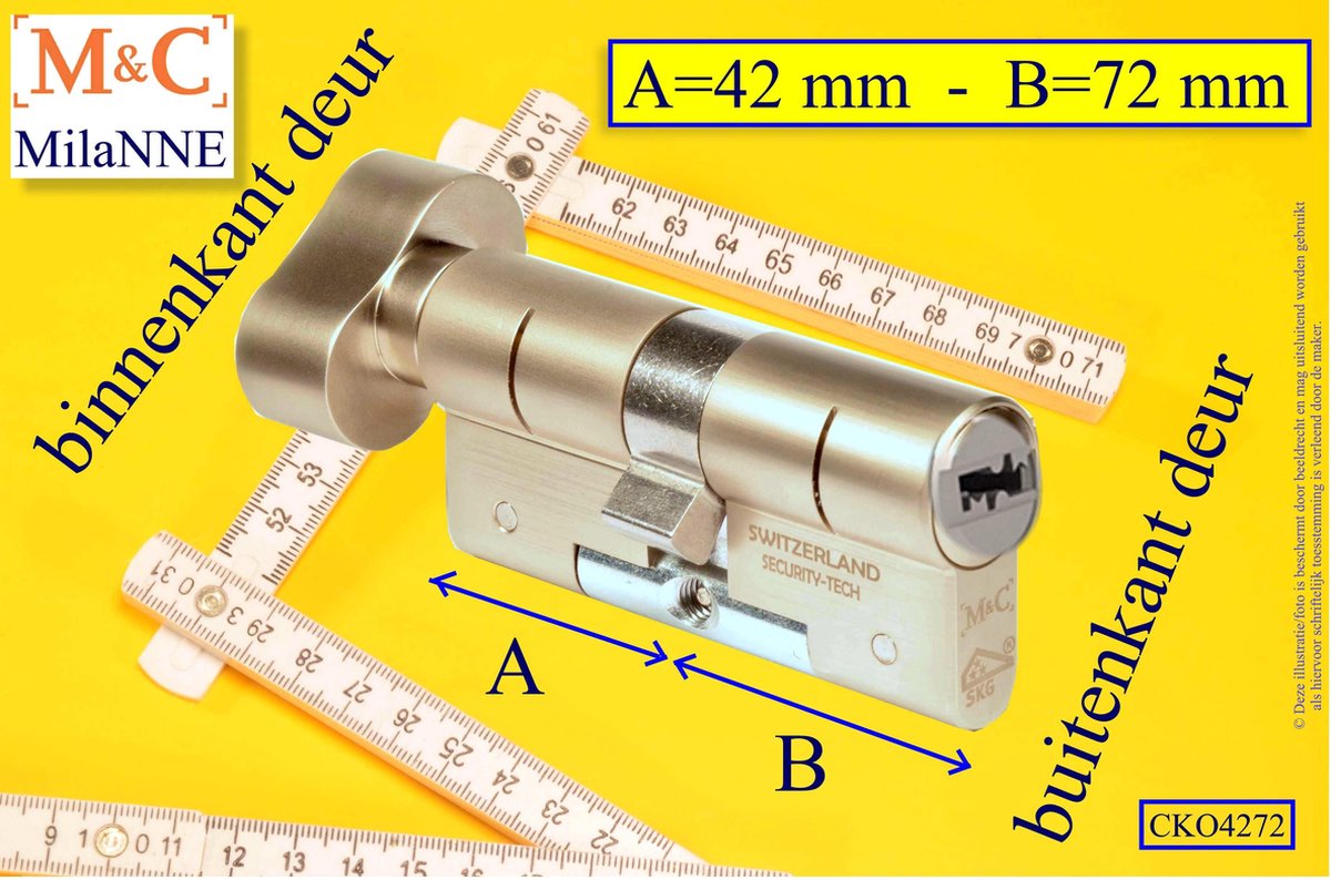 M&C Condor high security cilinderslot met Knop OVAAL 42x72 mm - SKG*** - Politiekeurmerk Veilig Wonen - inclusief gereedschap montageset