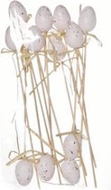 Paasei - Paaseieren decoratie - Paasdecoratie - Paastak decoratie - - 4cm op stick - 20cm - 12 stuks - Roze
