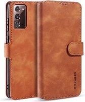 CaseMe - Samsung Galaxy Note 20 Hoesje - Met Magnetische Sluiting - Ming Serie - Leren Book Case - Licht Bruin