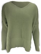 Voorjaarstrui met v-hals, rib gebreid - Maat 36-46