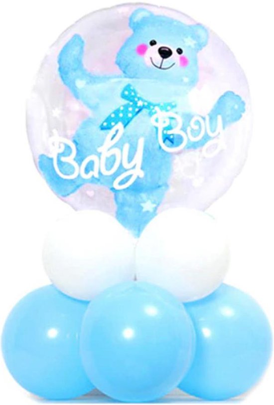 Set 9 Baby ballonnen Beer - thema ballonnen - geboorte - babyshower - gender reveal - Blauw