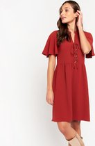 LOLALIZA Halflange jurk met vlindermouwen - Rood - Maat M