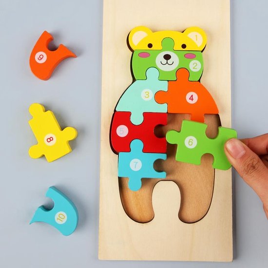 Zaklampen Vet houder Houten Puzzel 3 Jaar - 2 stuks - Educatief spelmateriaal voor Kinderen -  cognitieve... | bol.com
