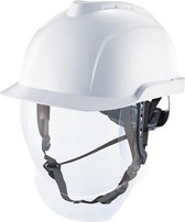 MSA V-gard 950 veiligheidshelm met ingebouwd gelaatsscherm (wit)