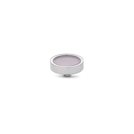Melano Twisted Gemstone Plate steentje - zilverkleurig - dames - 12mm - Roze Quartz