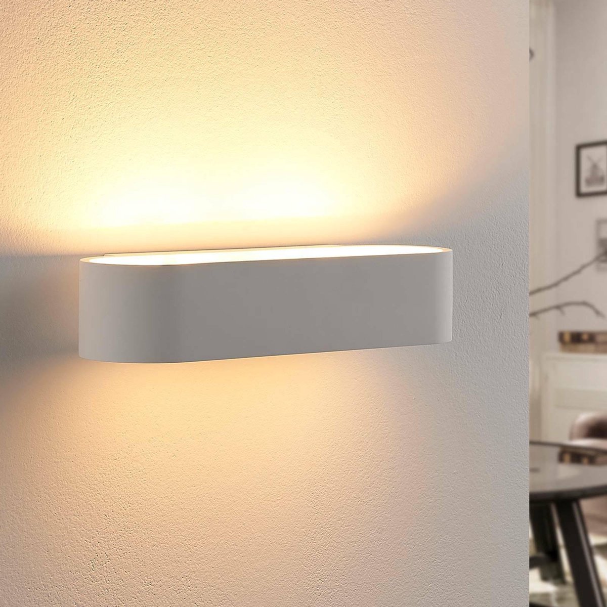 Lindby - LED wandlamp - 2 lichts - gips - H: 6.5 cm - G9 - wit