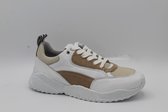 A7715 witte sneaker taupe beige accenten AQA (Maat - 36)