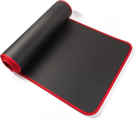 Yogamat - 10 mm dik - 183 cm - Zwart/Rood van Yogamat — afbeelding 4
