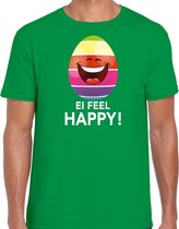 Vrolijk Paasei ei feel happy t-shirt / shirt - groen - heren - Paas kleding / outfit XL