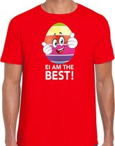 Vrolijk Paasei ei am the best t-shirt / shirt - rood - heren - Paas kleding / outfit S