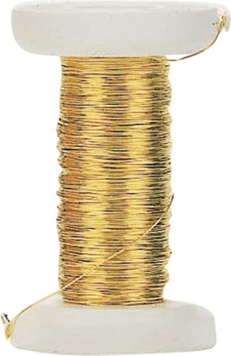 Goud metallic bind draad/koord van 0,4 mm dikte 40 meter - Hobby artikelen/Knutselen materialen